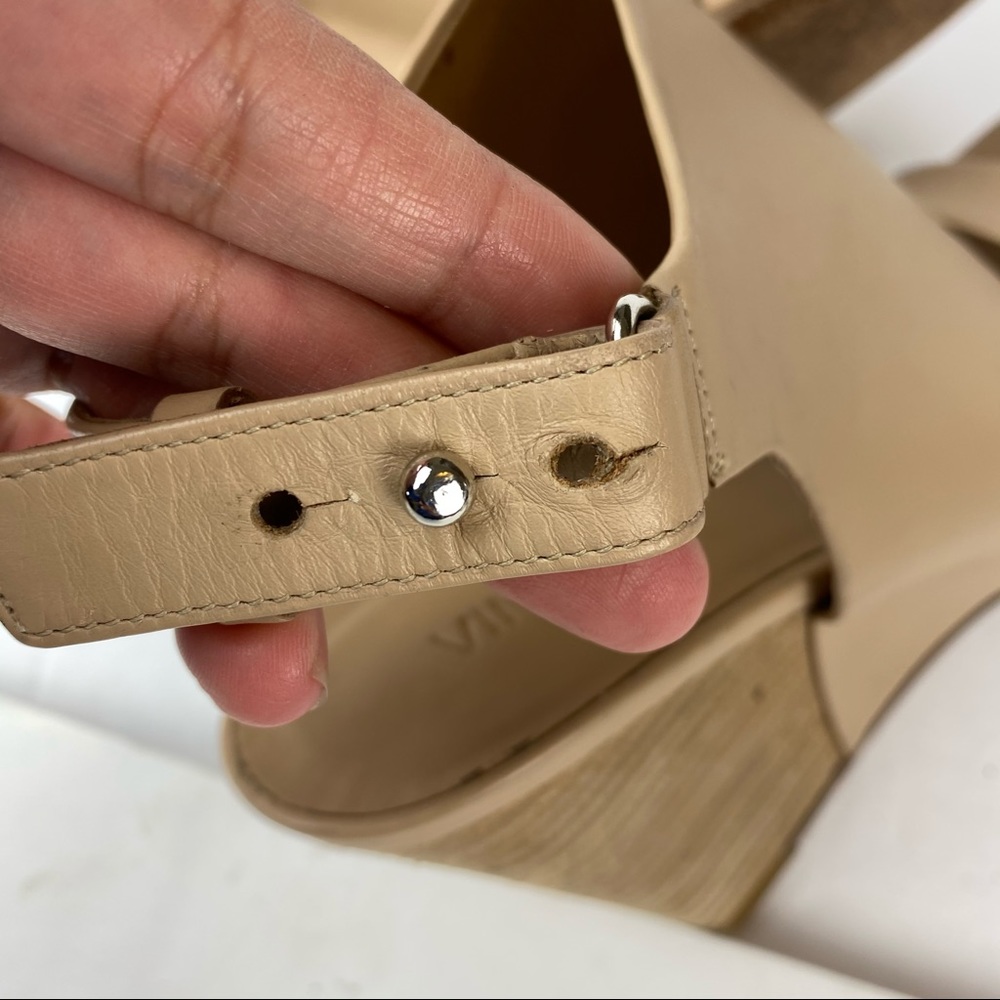Vince Karen Tan Double Band Wedge Sandal 8 - Picture 3 of 9